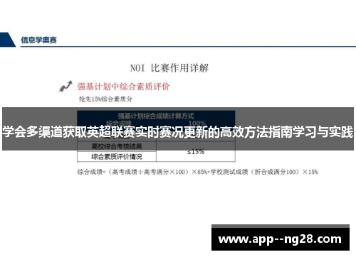 学会多渠道获取英超联赛实时赛况更新的高效方法指南学习与实践